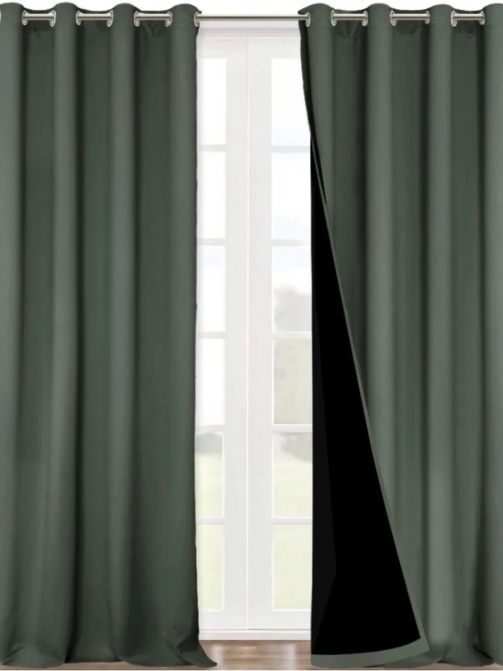Blackout Grommet Curtains in Dark Green - Premium Home Accents